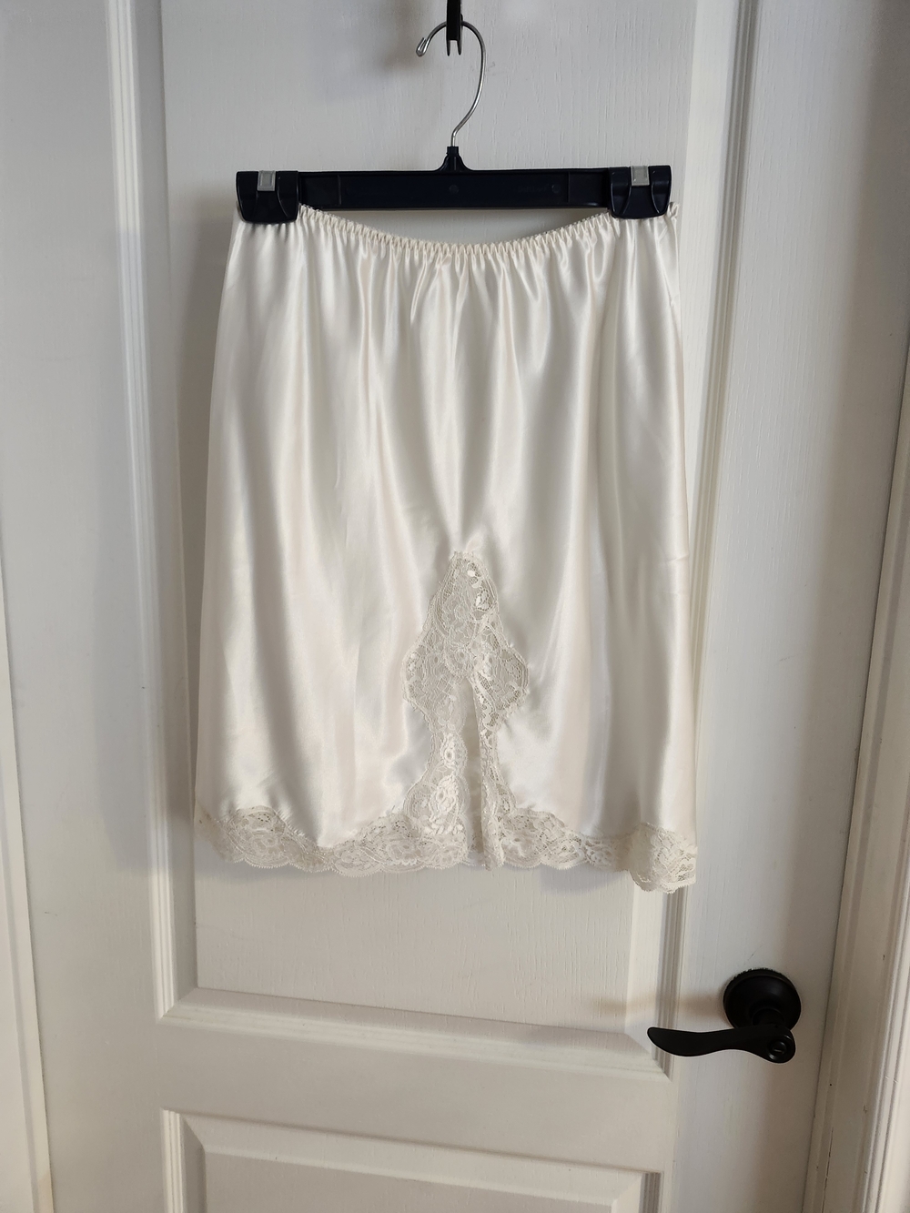 White Satin Lace Half Slip